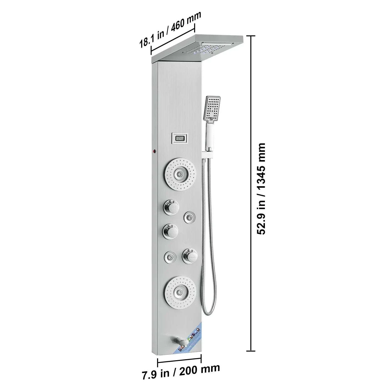 6-Mode Shower Panel Tower with LED Display & Handheld Head - Image 14