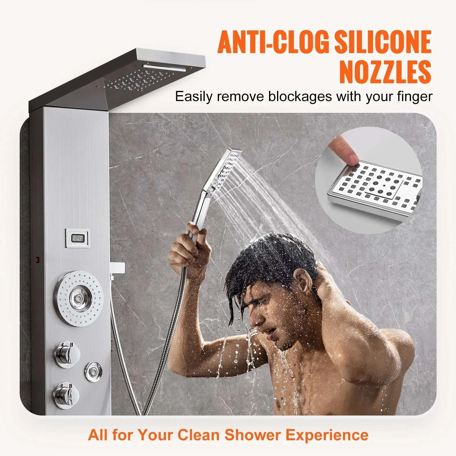 6-Mode Shower Panel Tower with LED Display & Handheld Head - Image 4