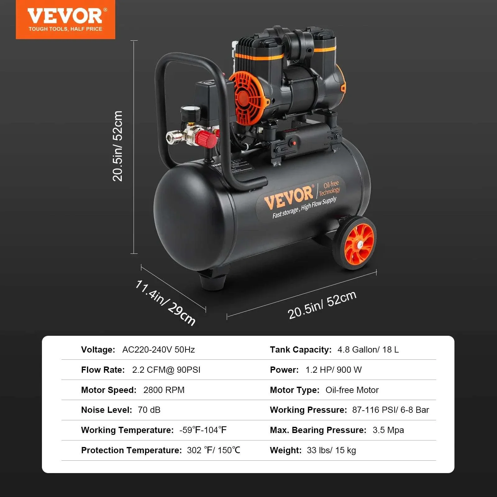 Quiet Oil-Free Air Compressor for Tire Inflation & Air Tools - Image 25