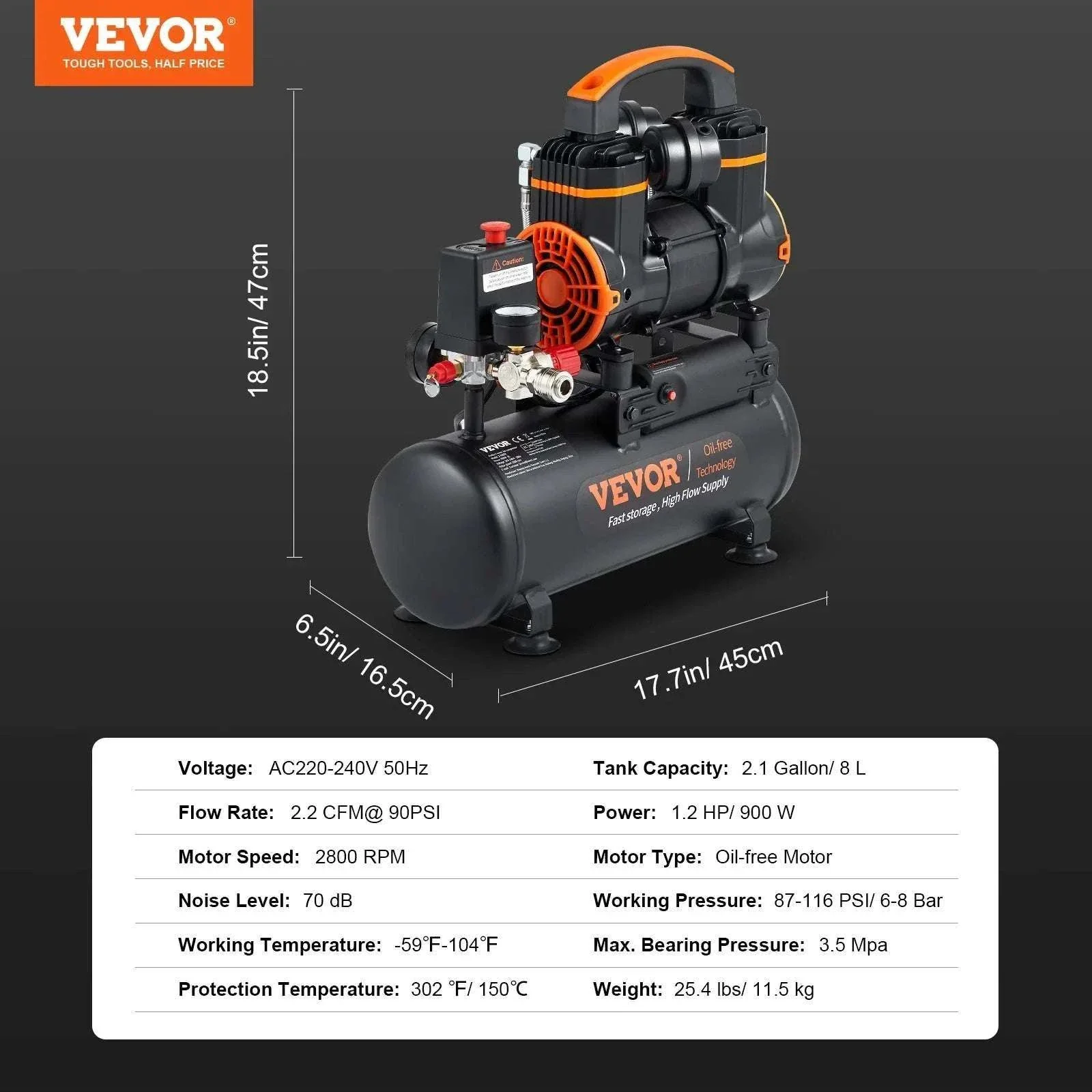 Silent Oil-Free Air Compressor for Tire Inflation & Tools 900W–1800W - Image 23