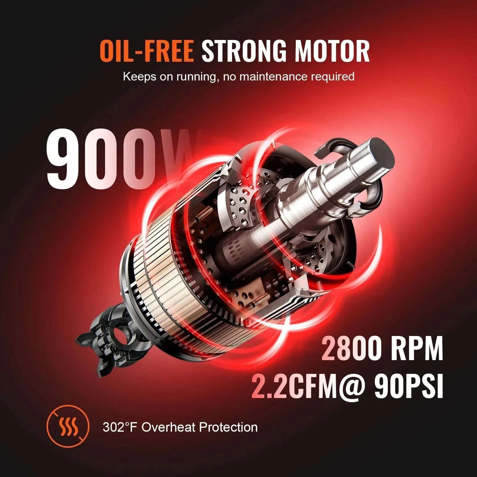 Silent Oil-Free Air Compressor for Tire Inflation & Tools 900W–1800W - Image 3