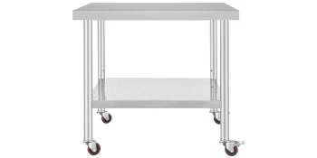 Stainless Steel Kitchen Prep Table with Wheels & Adjustable Shelf - Image 18