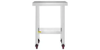 Stainless Steel Kitchen Prep Table with Wheels & Adjustable Shelf - Image 20