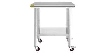 Stainless Steel Kitchen Prep Table with Wheels & Adjustable Shelf - Image 22