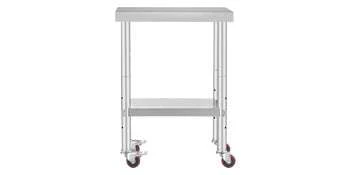 Stainless Steel Kitchen Prep Table with Wheels & Adjustable Shelf - Image 24