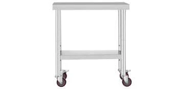Stainless Steel Kitchen Prep Table with Wheels & Adjustable Shelf - Image 26