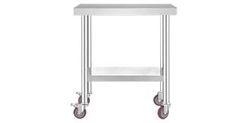 Stainless Steel Kitchen Prep Table with Wheels & Adjustable Shelf - Image 30