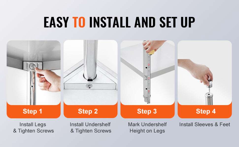 Stainless Steel Work Table with Adjustable Shelves for Kitchen Use - Image 11