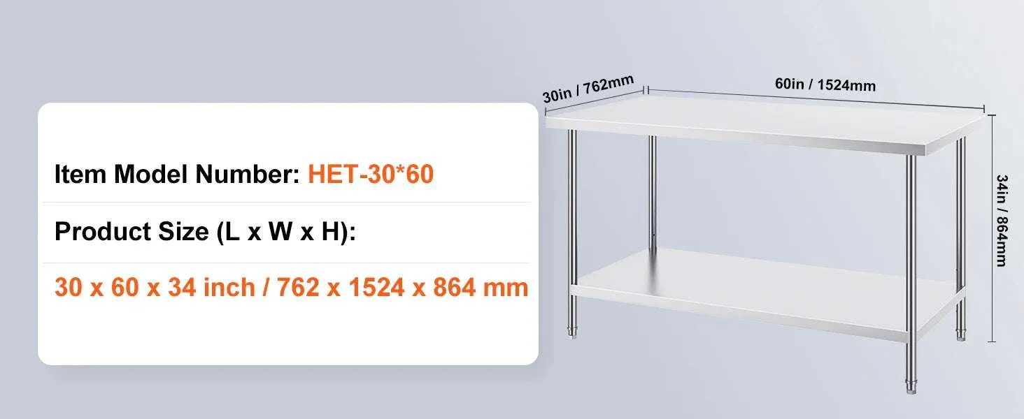 Stainless Steel Work Table with Adjustable Shelves for Kitchen Use - Image 14