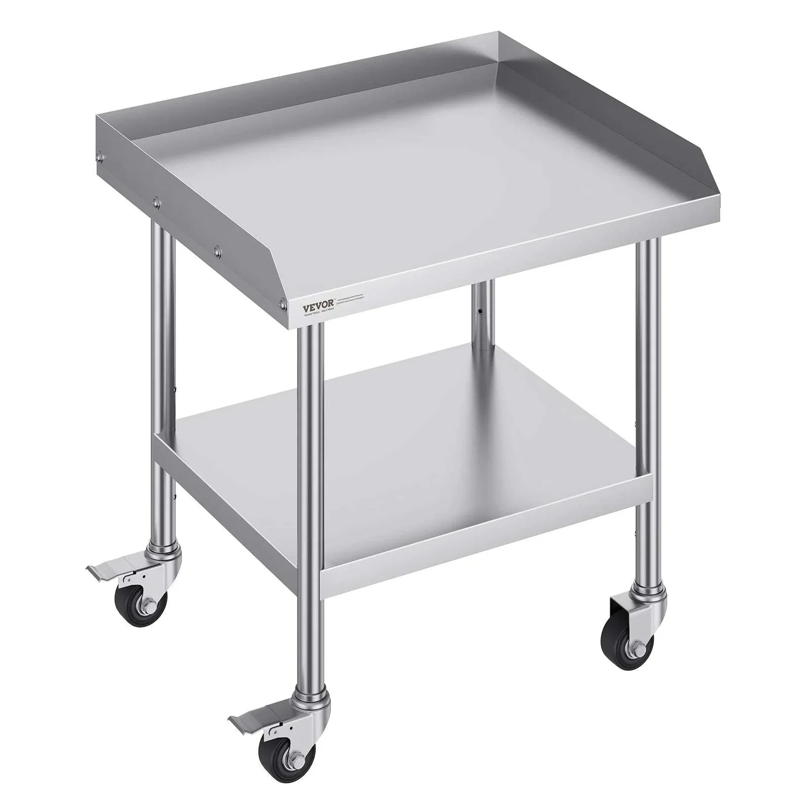 Stainless Steel Work Table with Wheels & Backsplash Prep Station