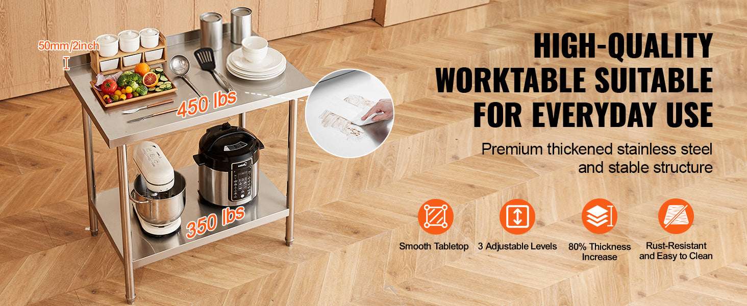 Stainless Steel Work Table 24x36 Adjustable Shelf Food Prep Station - Image 9