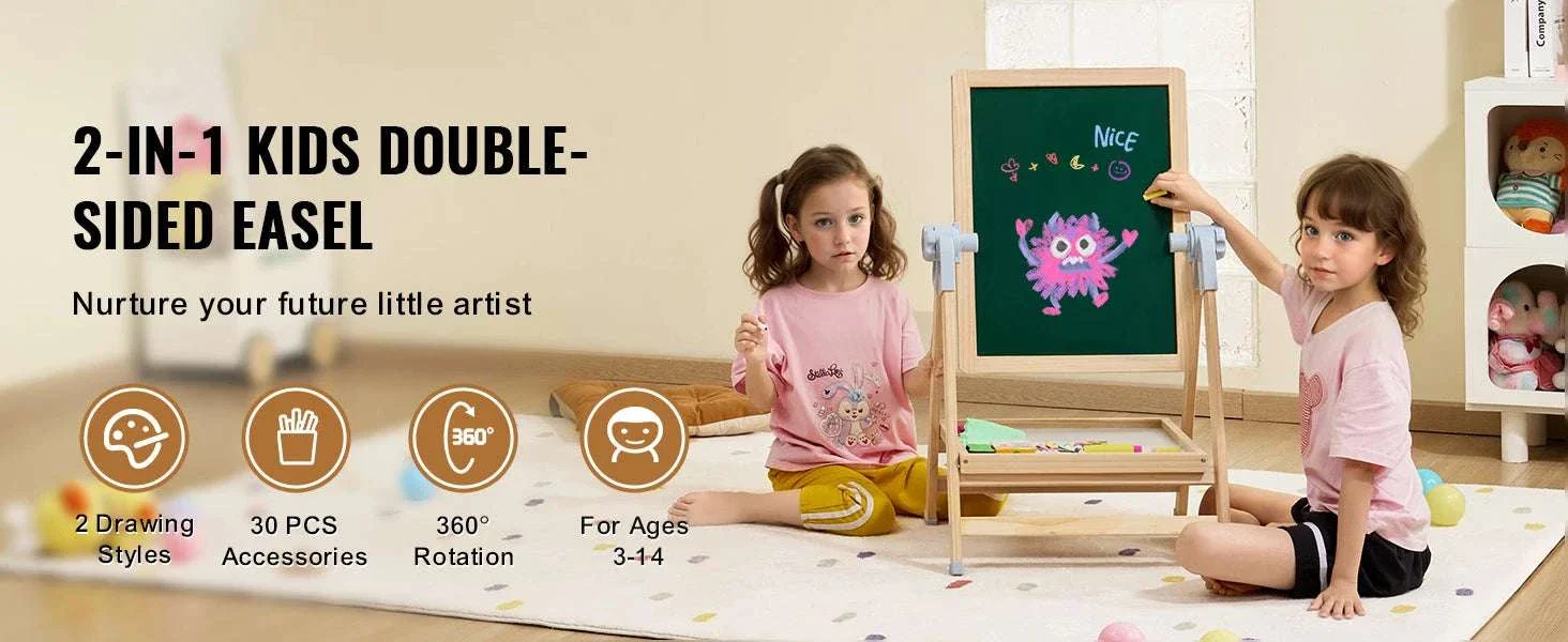 Kids Art Easel with Magnetic Board and Adjustable Height - Image 8