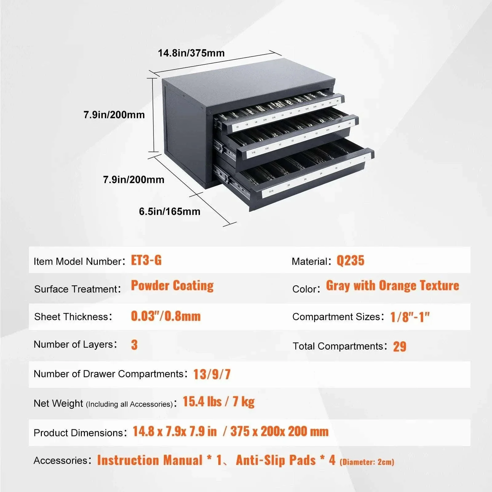 Steel Drill Bit Organizer Cabinet with Drawers and Labeled Slots - Image 26