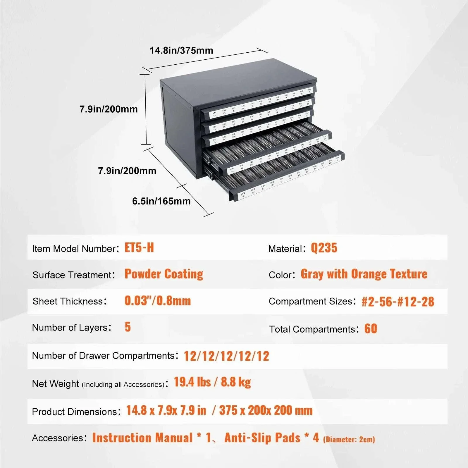 Steel Drill Bit Organizer Cabinet with Drawers and Labeled Slots - Image 29