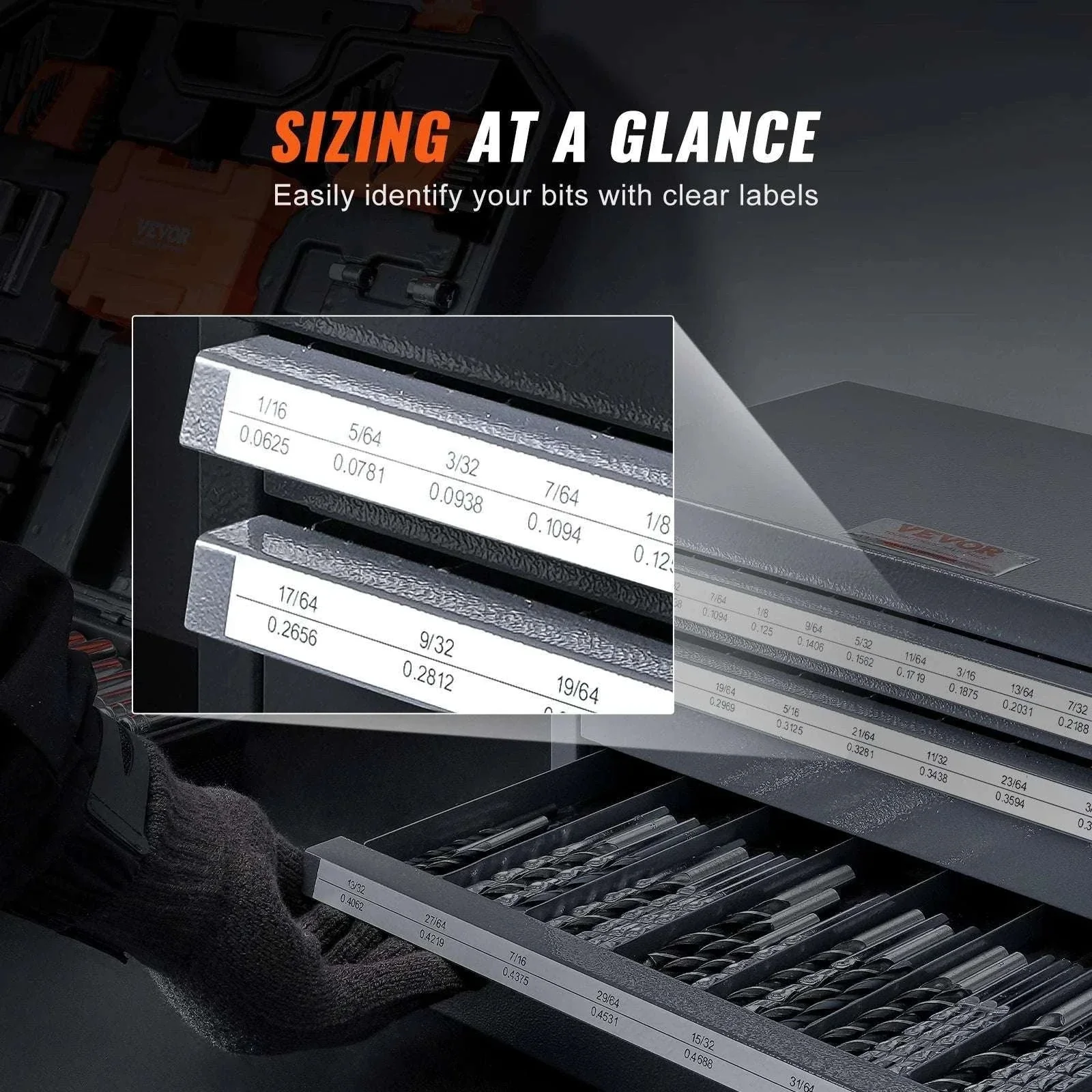 Steel Drill Bit Organizer Cabinet with Drawers and Labeled Slots - Image 4