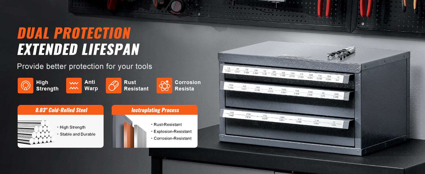 Steel Drill Bit Organizer Cabinet with Drawers and Labeled Slots - Image 9