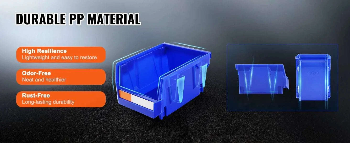 24pcs Stackable Storage Bins with Labels for Garage, Tools & Parts - Image 9