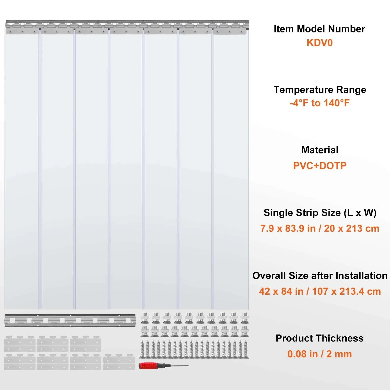 Clear PVC Strip Door Curtain 42" x 84" with 50% Overlap - Image 14