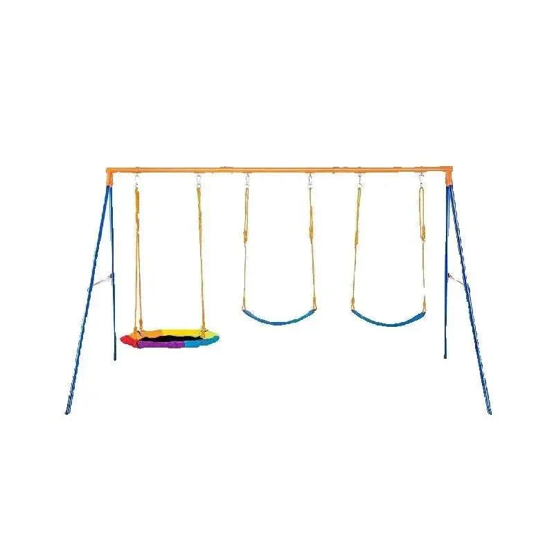 Backyard Swing Set with Saucer & Belt Seats, 600lb Capacity