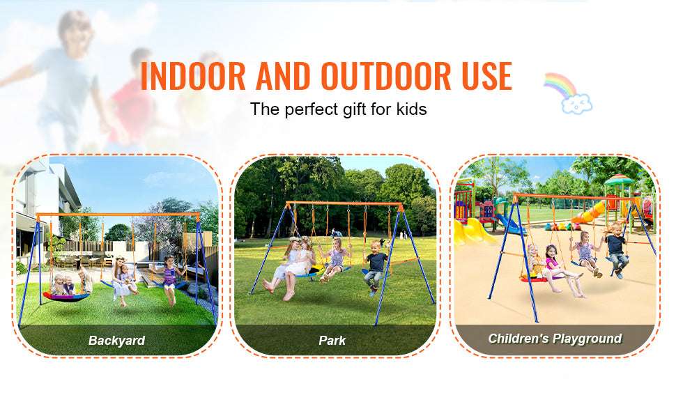 Backyard Swing Set with Saucer & Belt Seats, 600lb Capacity - Image 12