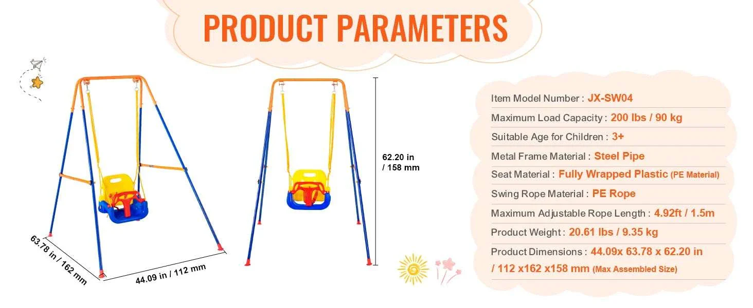 Backyard Swing Set with Saucer & Belt Seats, 600lb Capacity - Image 14