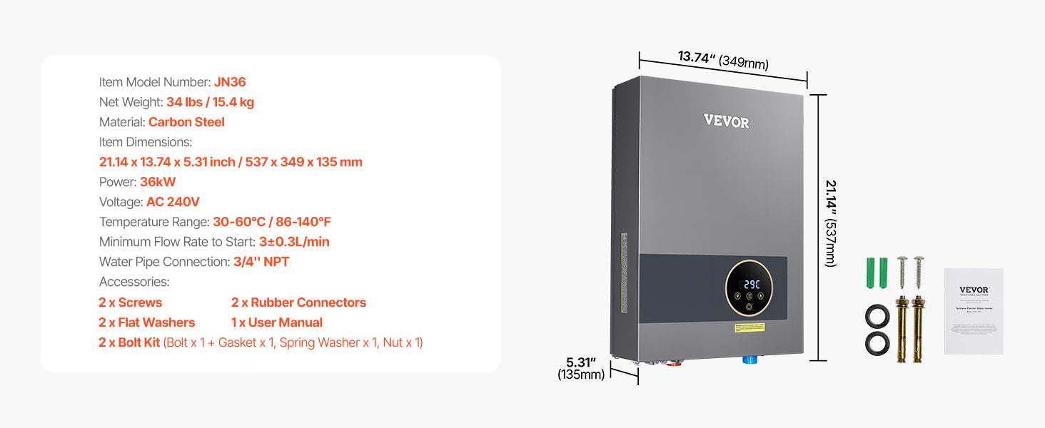 Tankless Electric Water Heater 27/36kW Instant Under Sink System - Image 14