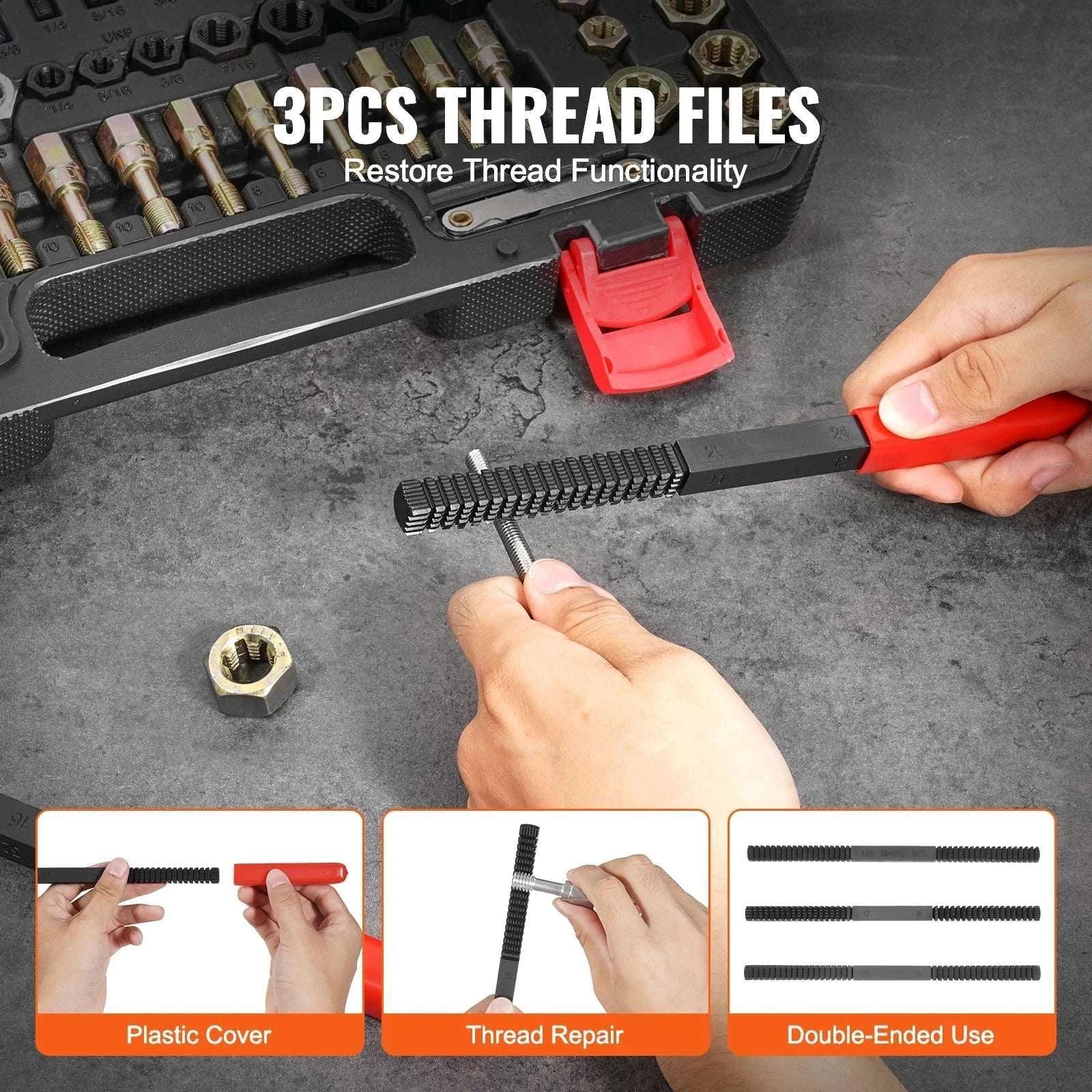 61-Piece Thread Chaser Set UNC UNF Metric Rethreading Tool Kit - Image 5