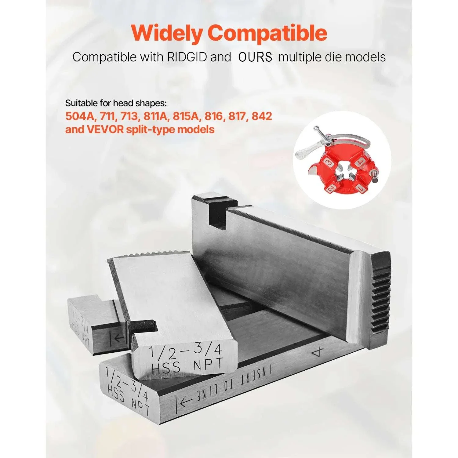 1/2"–3/4" NPT Pipe Threading Dies Set (4pcs) for RIDGID Heads - Image 4