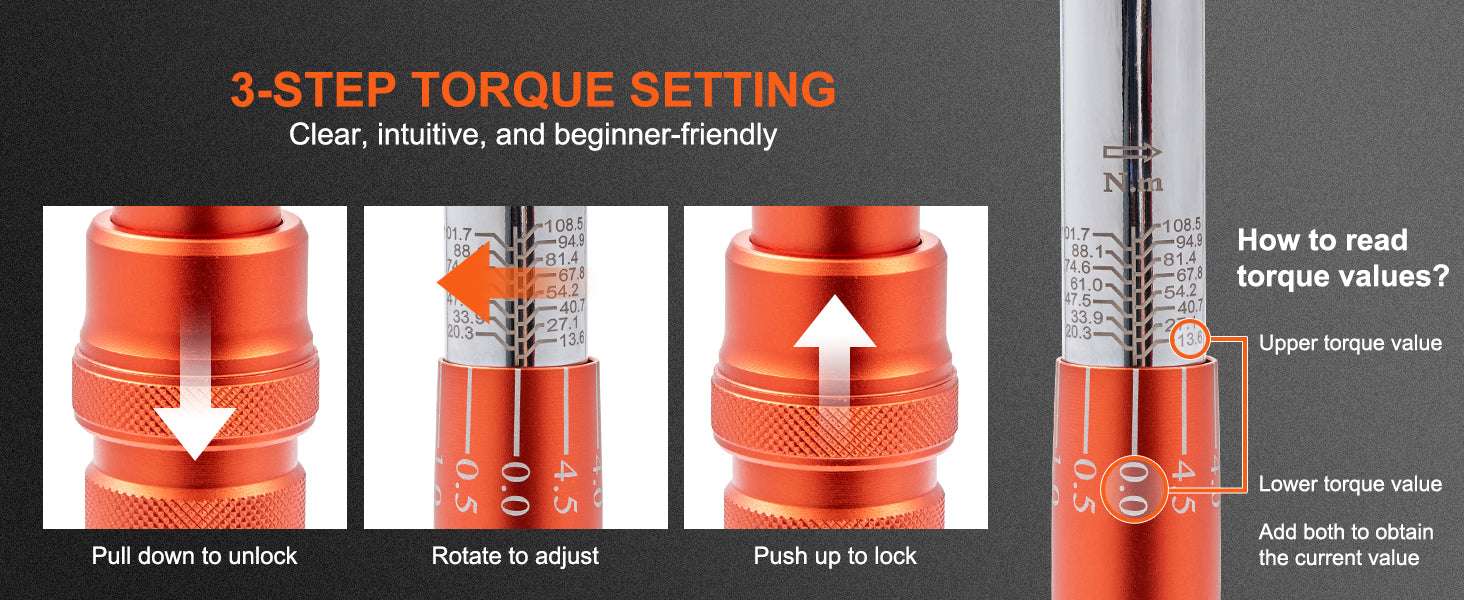Adjustable Click Torque Wrench Set with Dual Scale Precision - Image 10