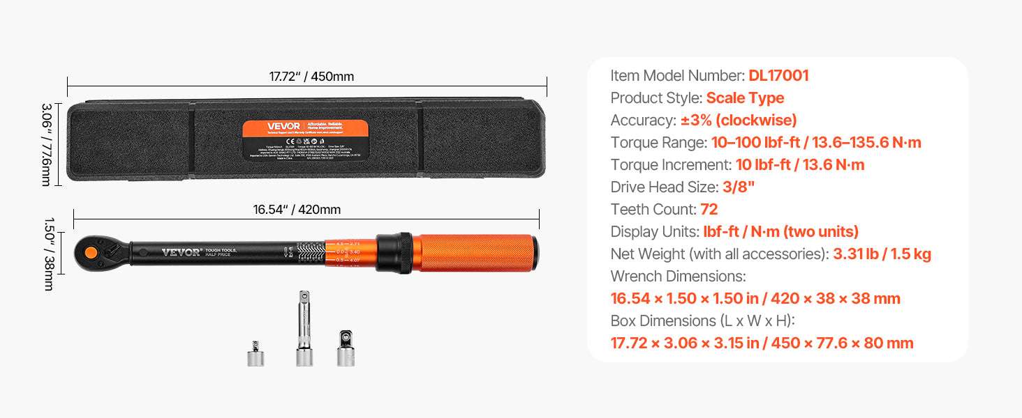 Adjustable Click Torque Wrench Set with Dual Scale Precision - Image 19