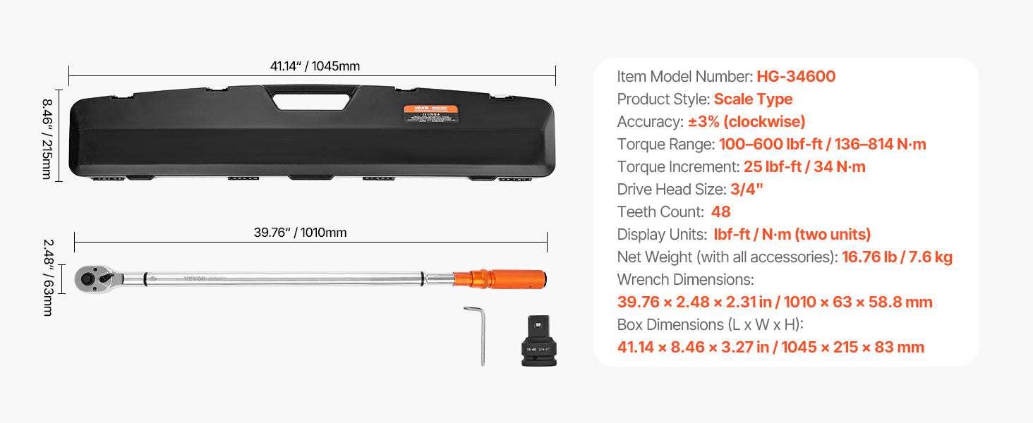 Adjustable Click Torque Wrench Set with Dual Scale Precision - Image 20