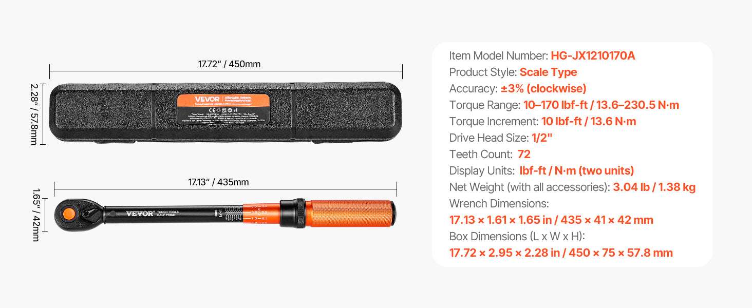 Adjustable Click Torque Wrench Set with Dual Scale Precision - Image 23