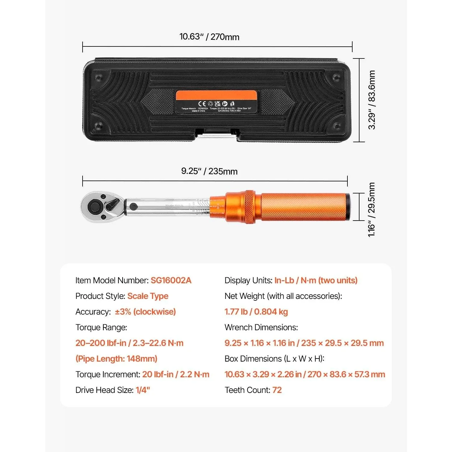 Adjustable Click Torque Wrench Set with Dual Scale Precision - Image 29