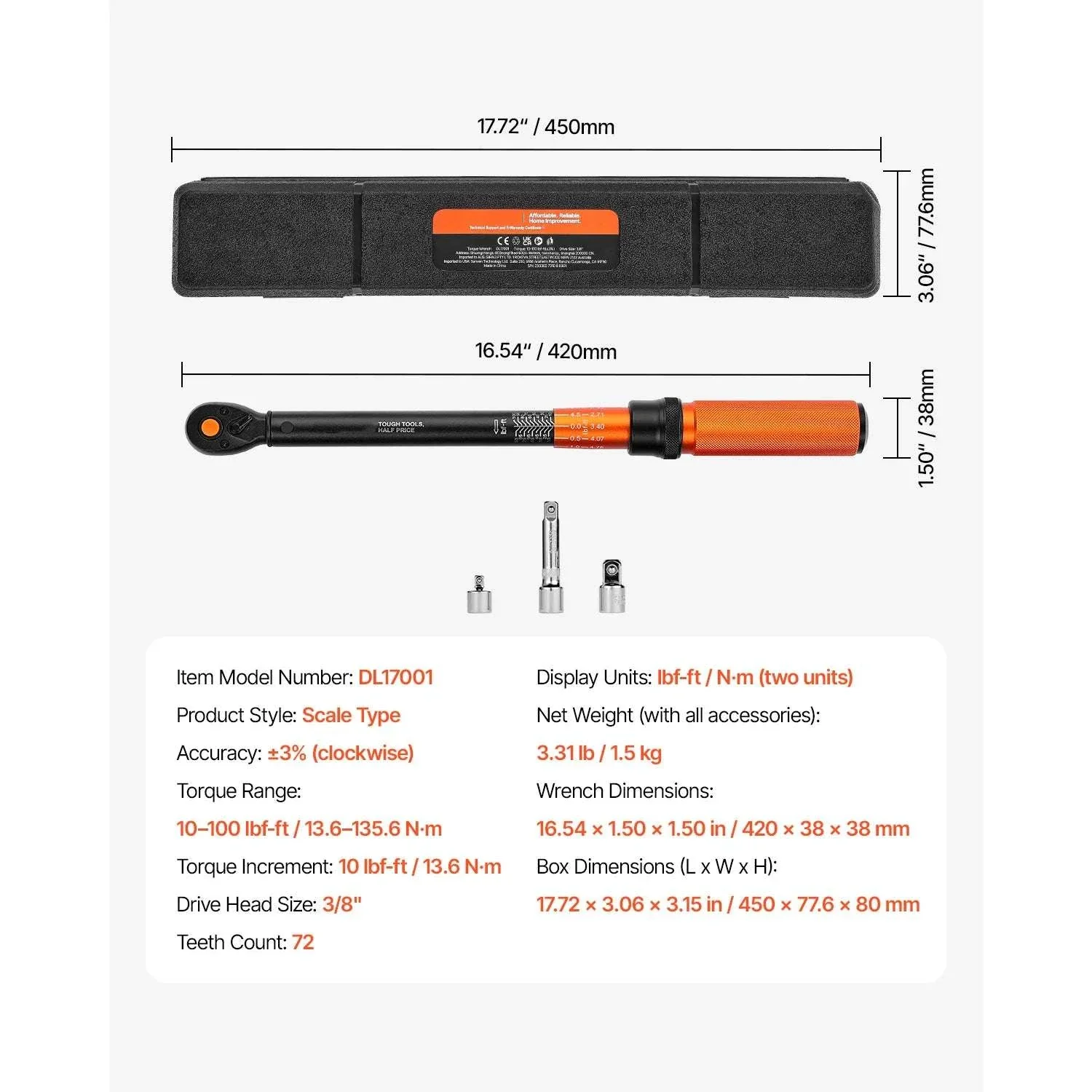 Adjustable Click Torque Wrench Set with Dual Scale Precision - Image 30