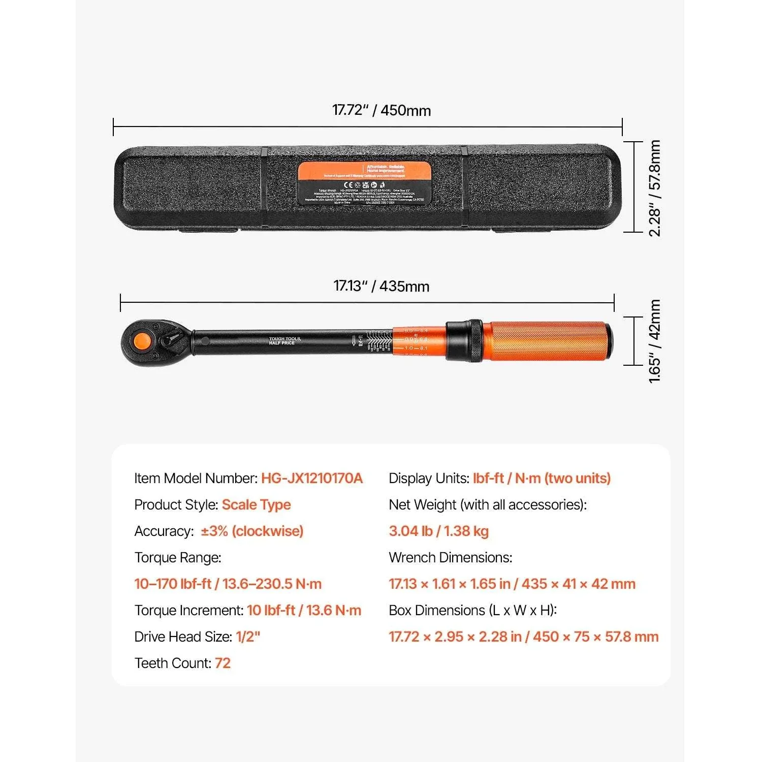 Adjustable Click Torque Wrench Set with Dual Scale Precision - Image 31