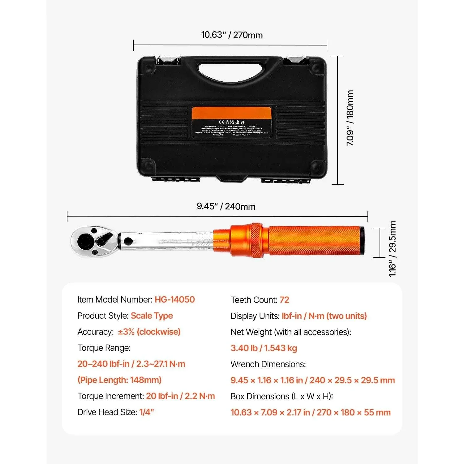 Adjustable Click Torque Wrench Set with Dual Scale Precision - Image 32