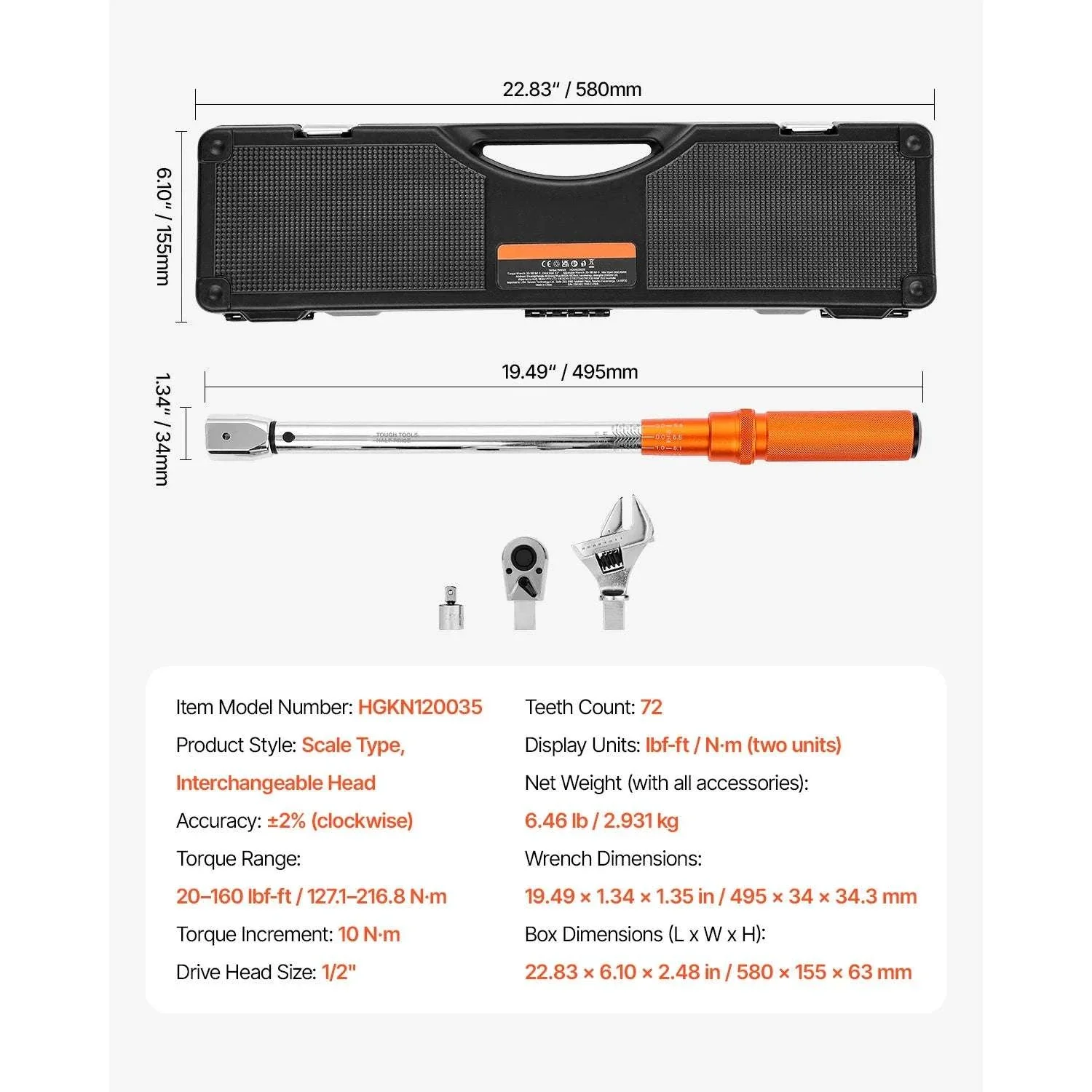 Adjustable Click Torque Wrench Set with Dual Scale Precision - Image 36