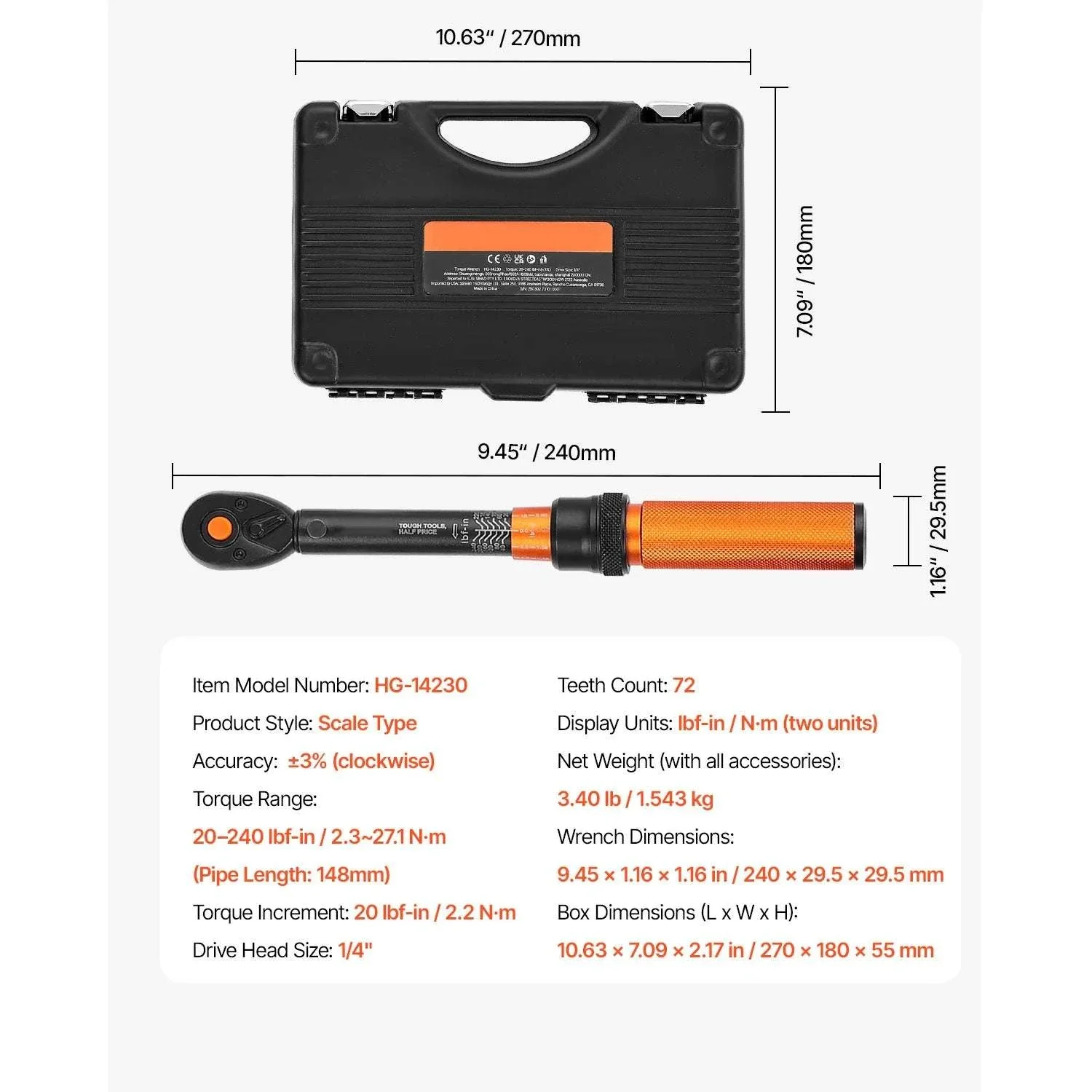 Adjustable Click Torque Wrench Set with Dual Scale Precision - Image 37