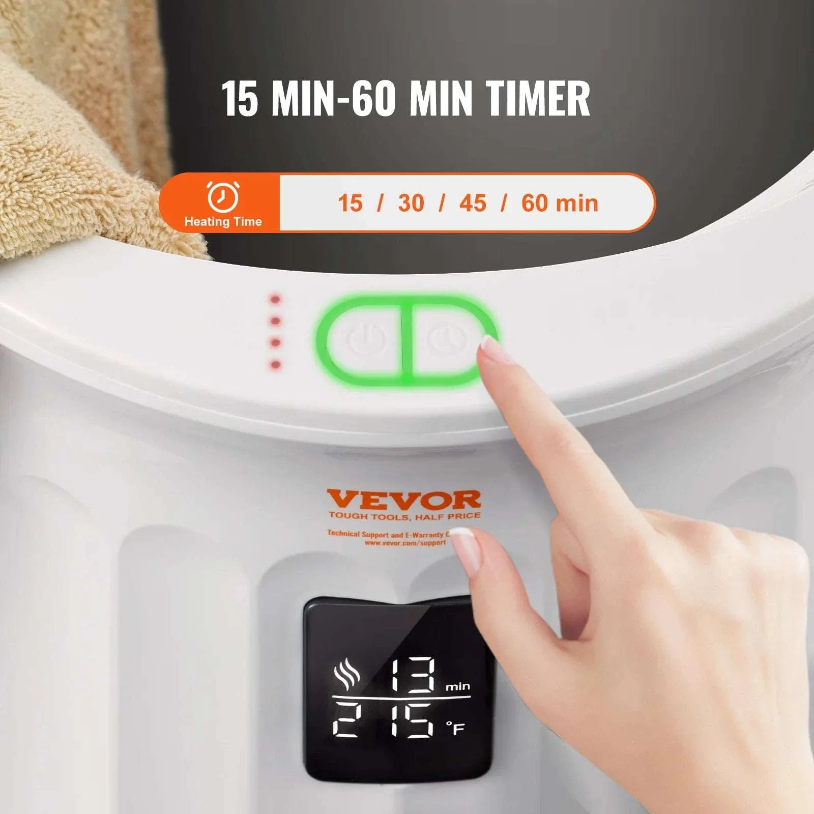 20L Large Towel Warmer Bucket with Timer, LED Display & Child Lock - Image 3