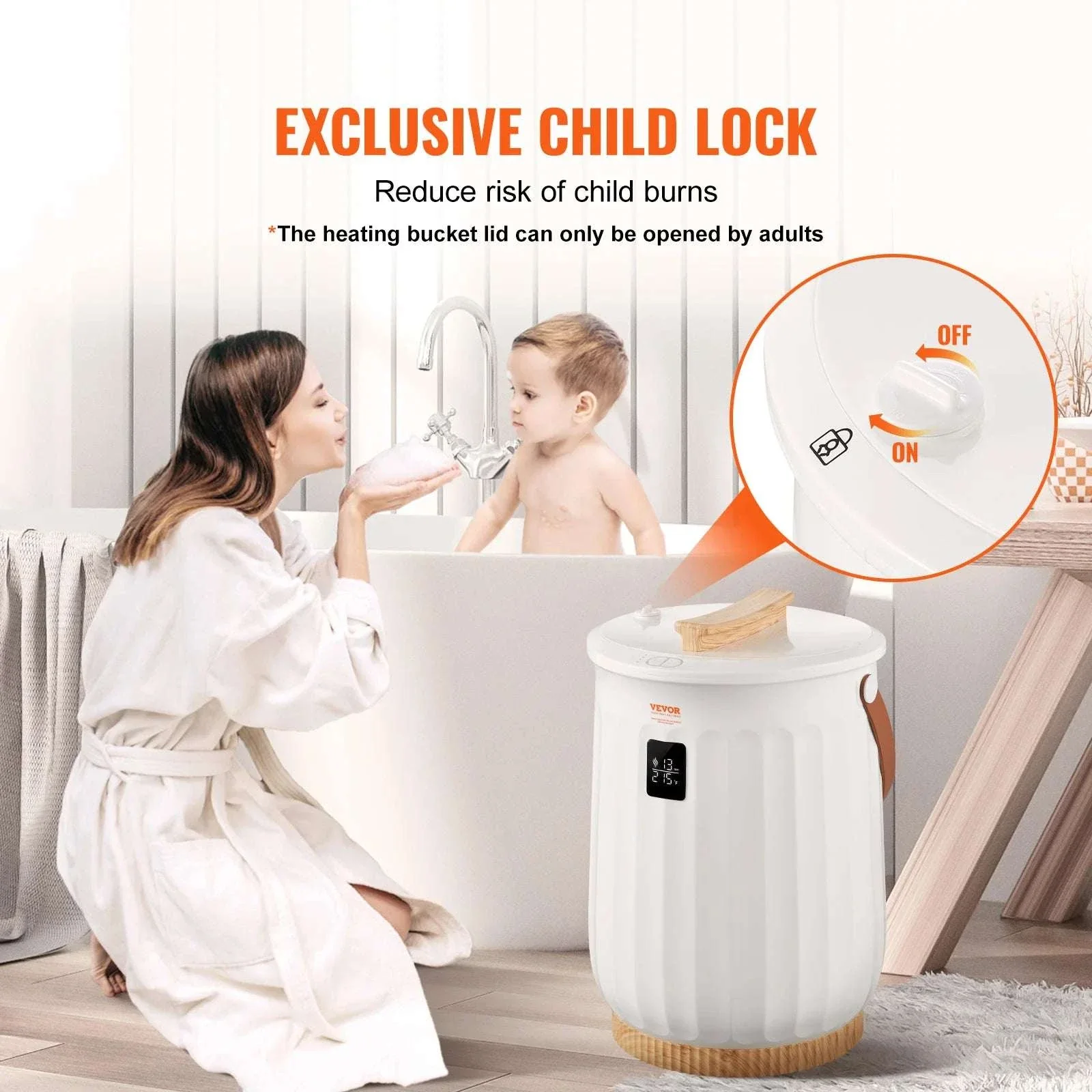 20L Large Towel Warmer Bucket with Timer, LED Display & Child Lock - Image 4