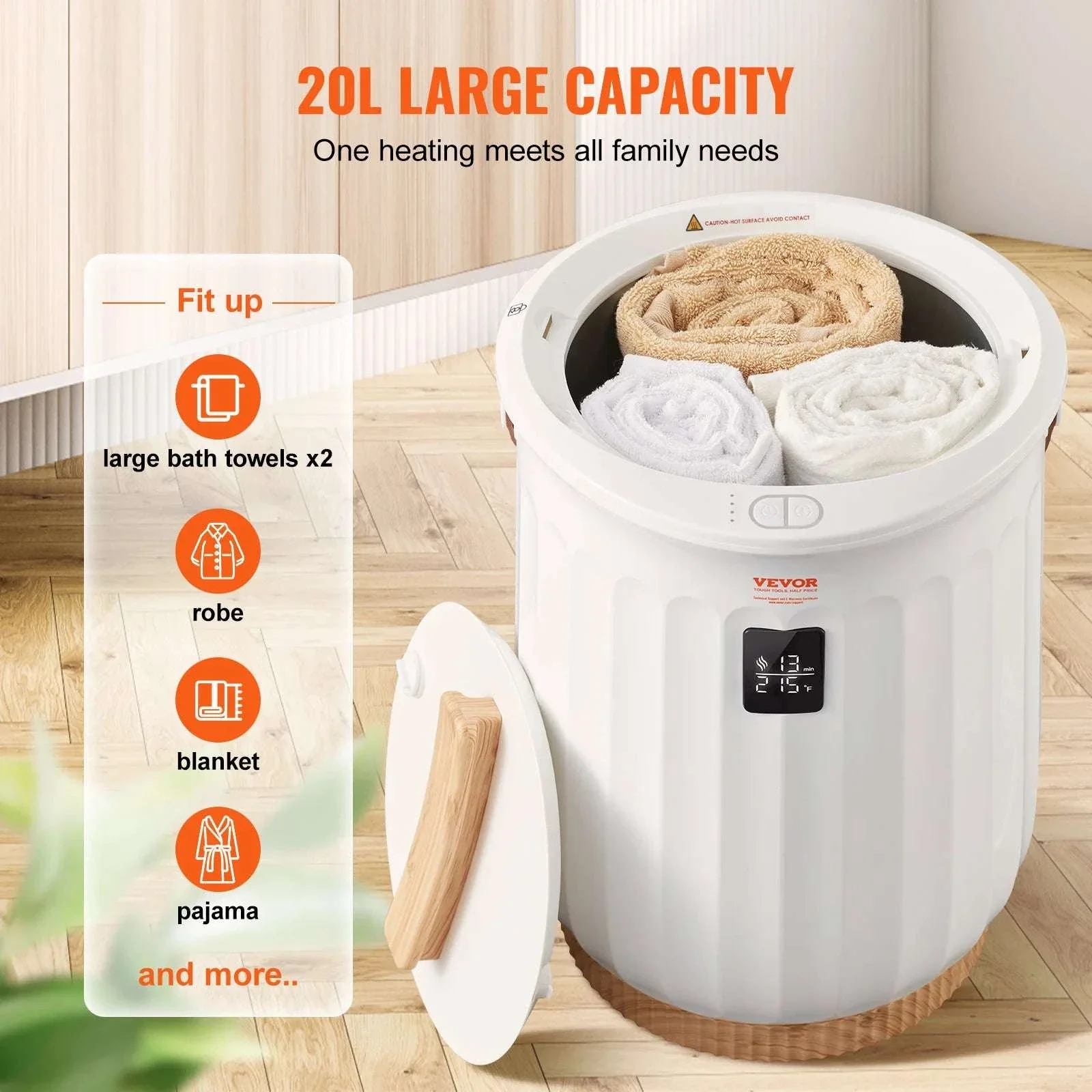 20L Large Towel Warmer Bucket with Timer, LED Display & Child Lock - Image 5