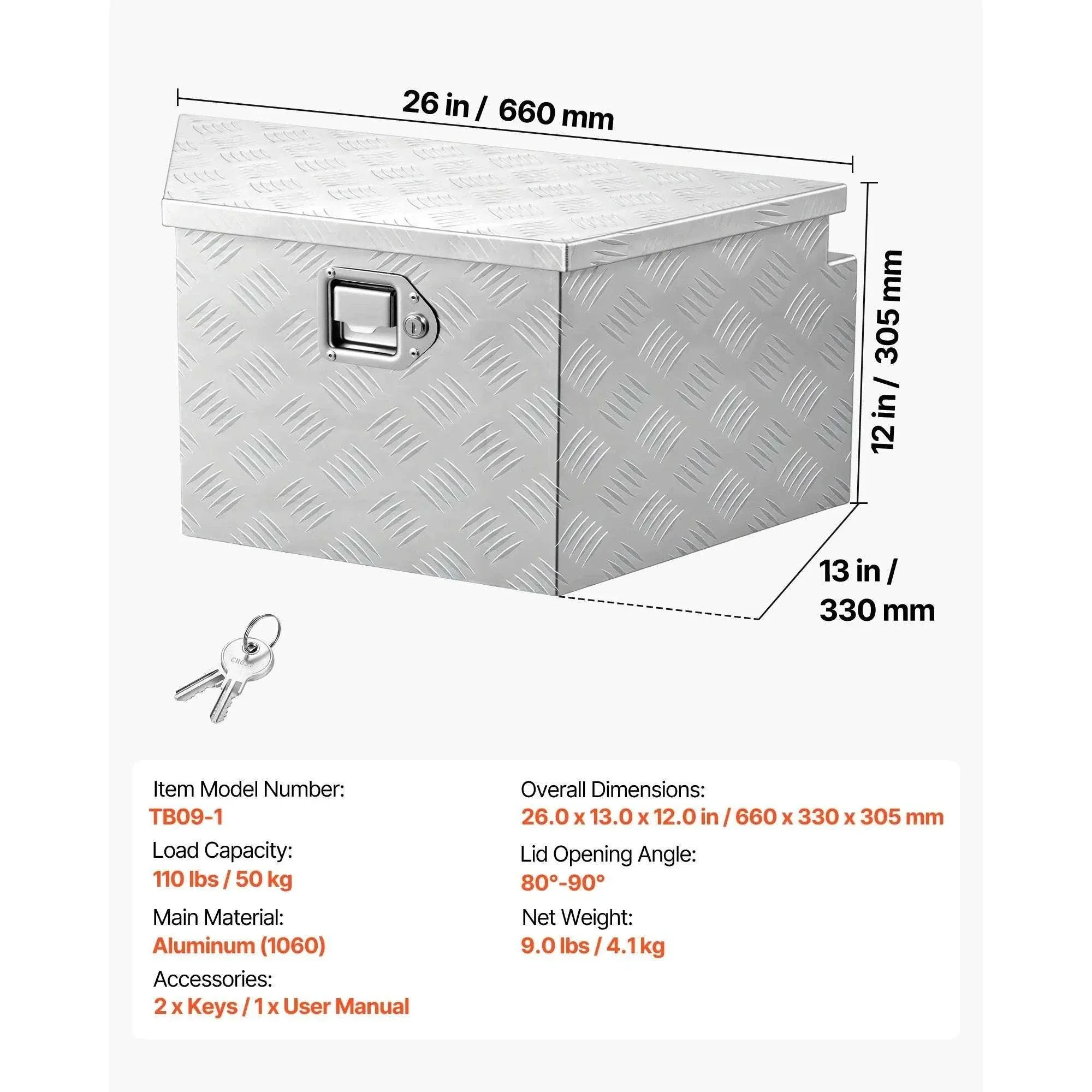 Aluminum Trailer Tongue Box with Lock for RV, Truck & Trailer Storage - Image 10