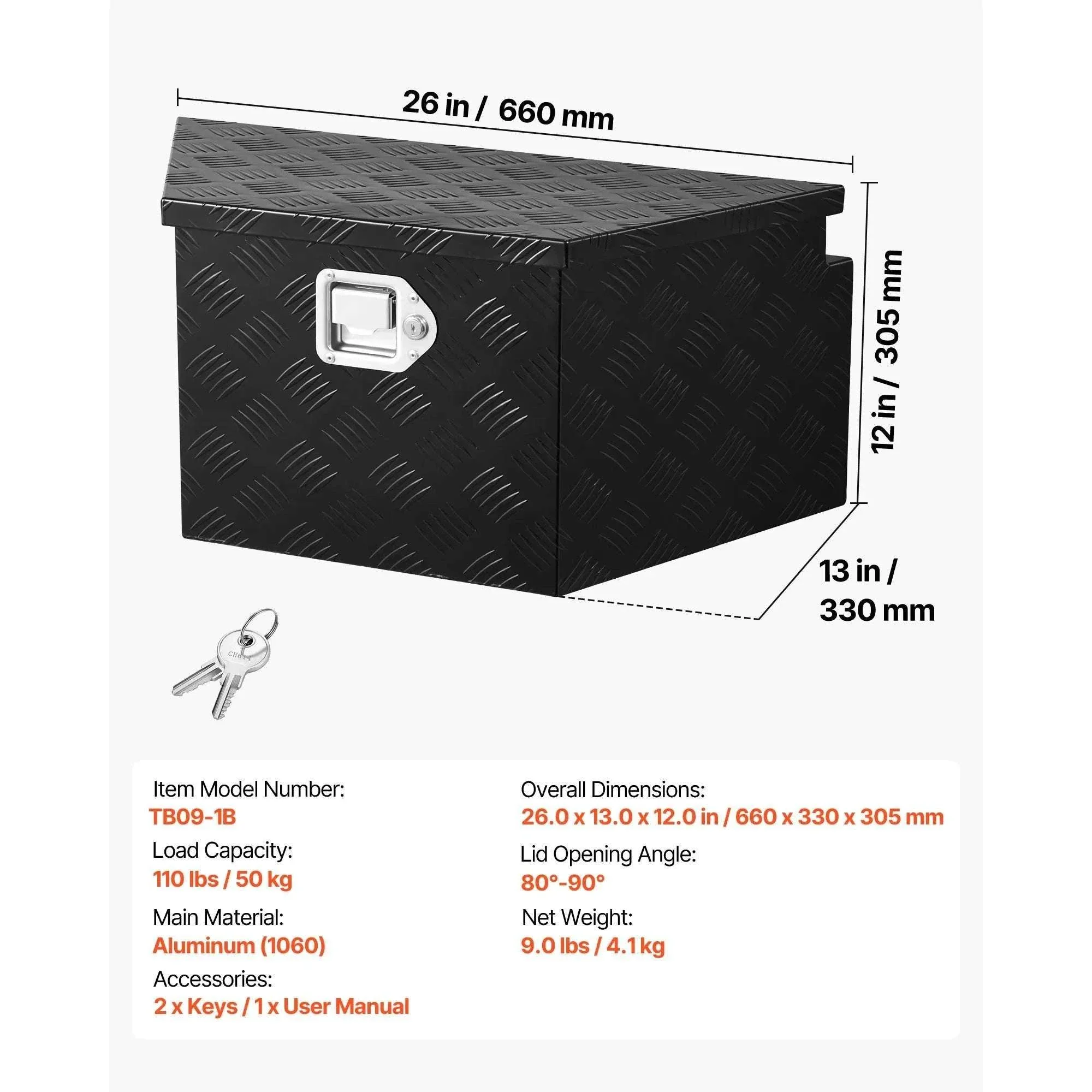Aluminum Trailer Tongue Box with Lock for RV, Truck & Trailer Storage - Image 11