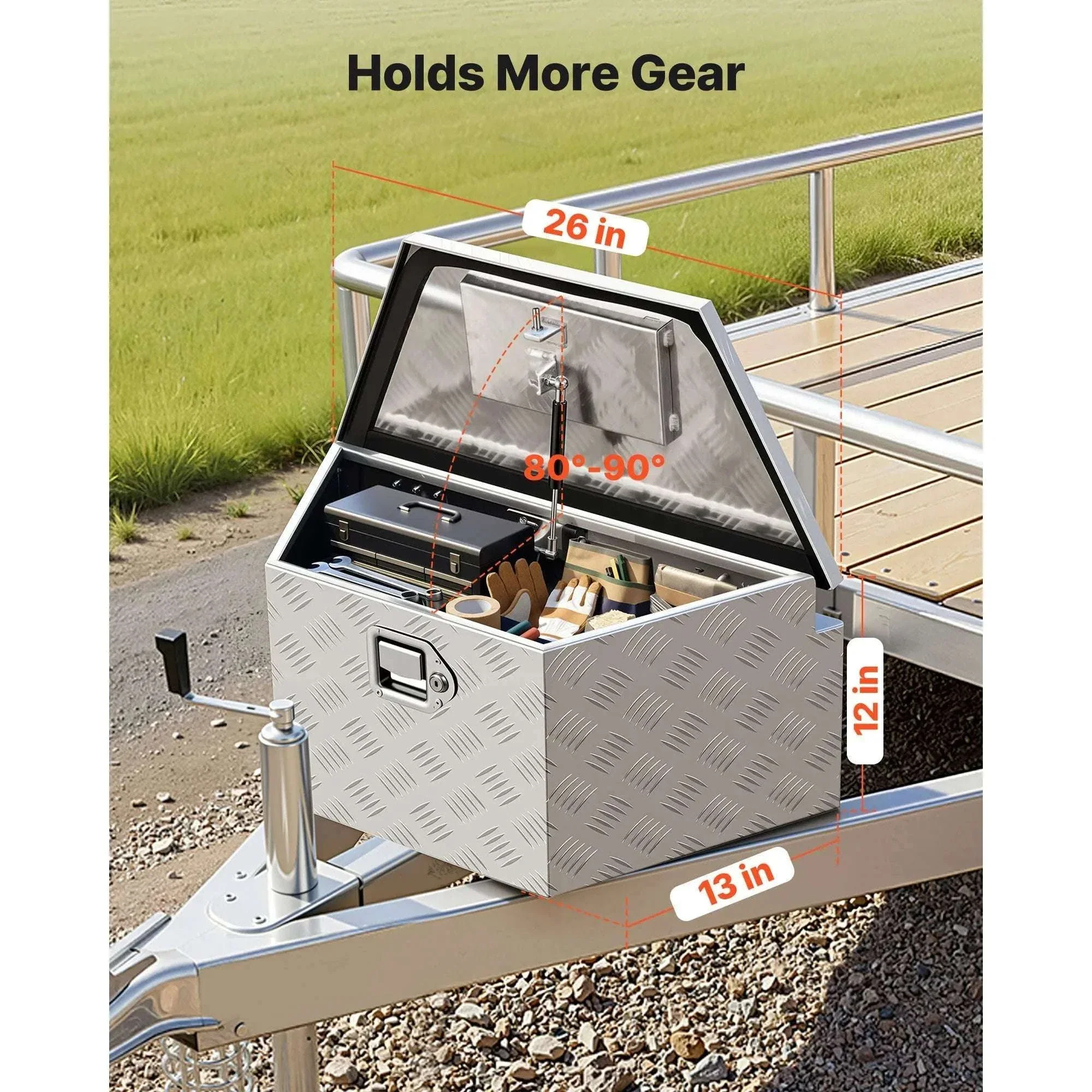 Aluminum Trailer Tongue Box with Lock for RV, Truck & Trailer Storage - Image 2