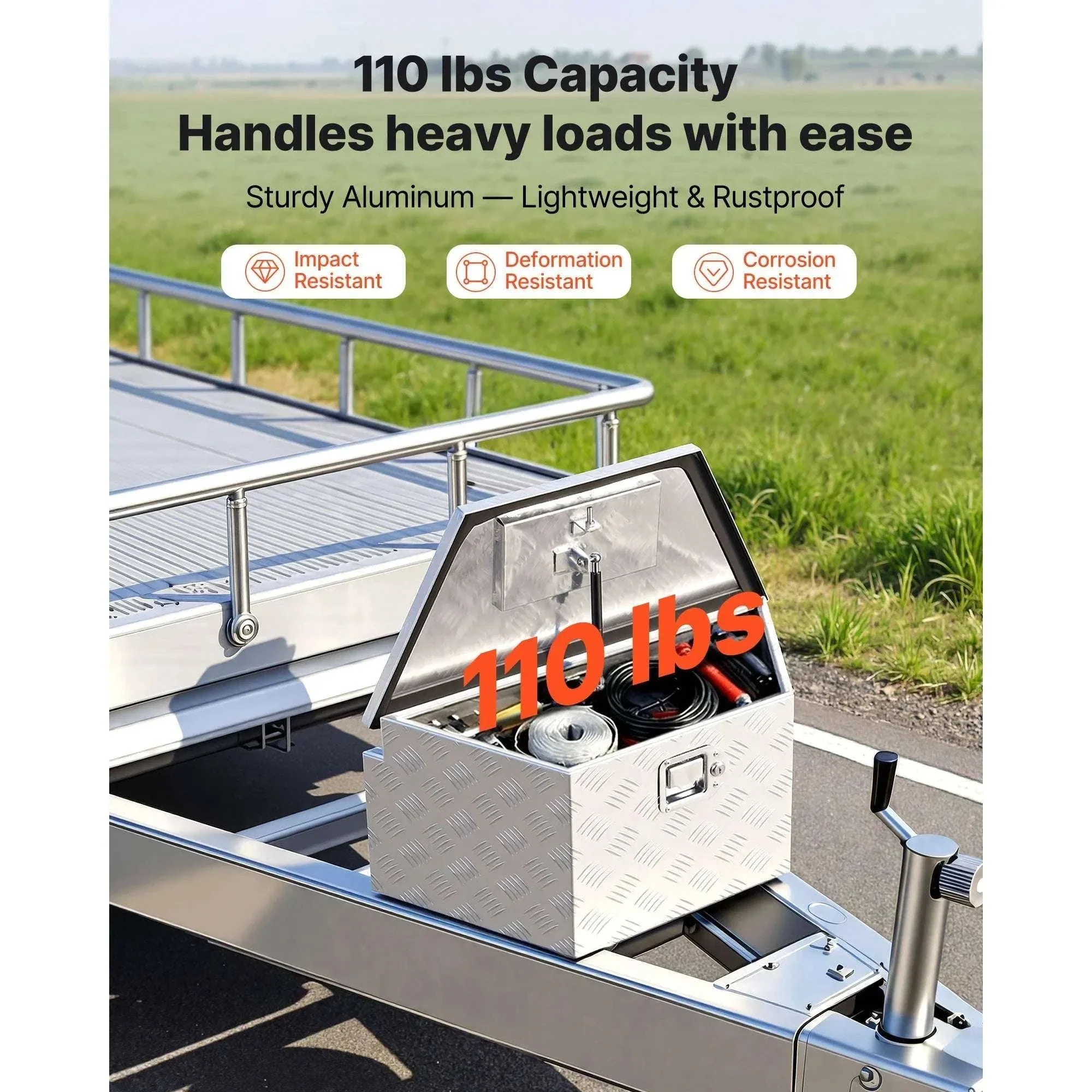 Aluminum Trailer Tongue Box with Lock for RV, Truck & Trailer Storage - Image 3