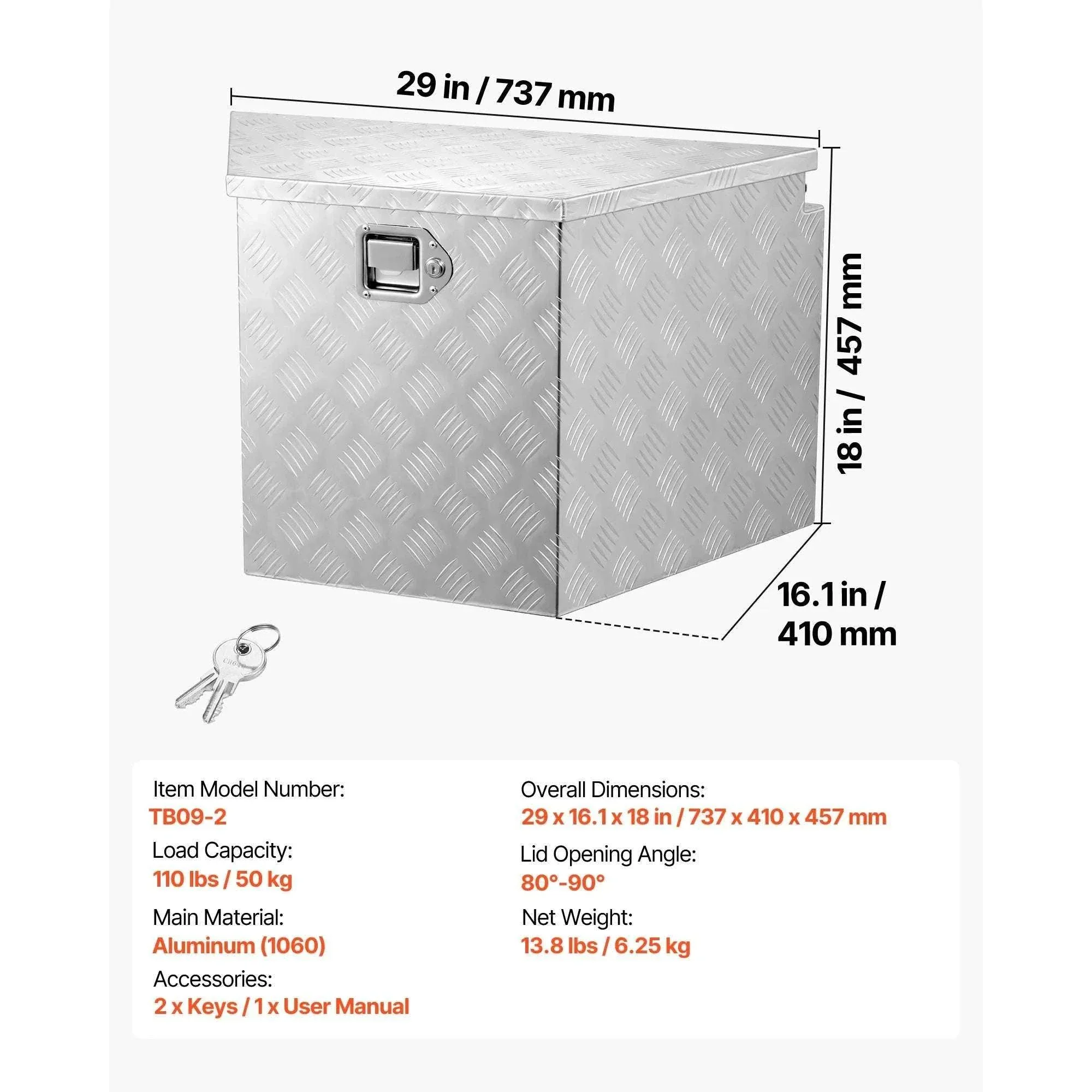 Aluminum Trailer Tongue Box with Lock for RV, Truck & Trailer Storage - Image 7