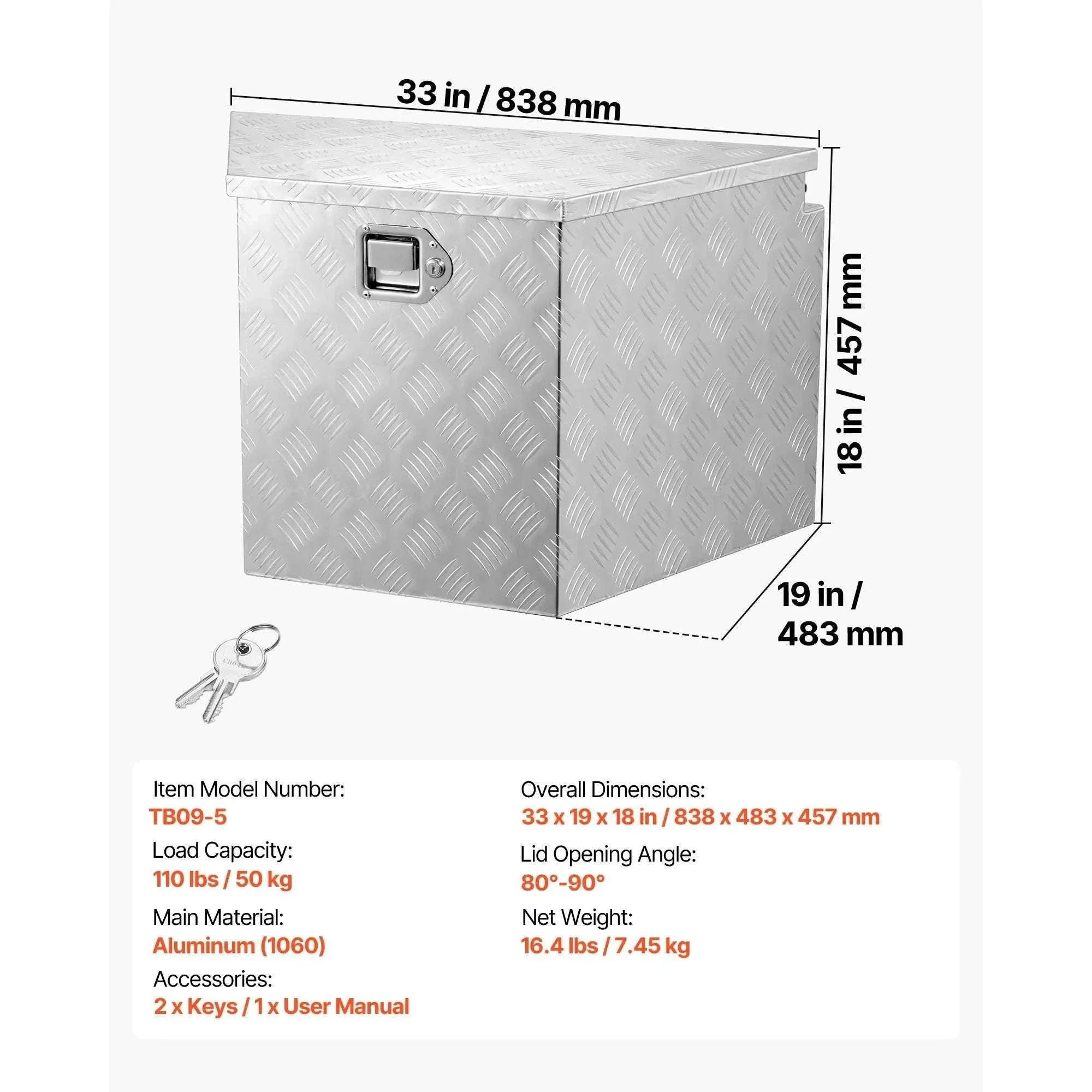 Aluminum Trailer Tongue Box with Lock for RV, Truck & Trailer Storage - Image 8