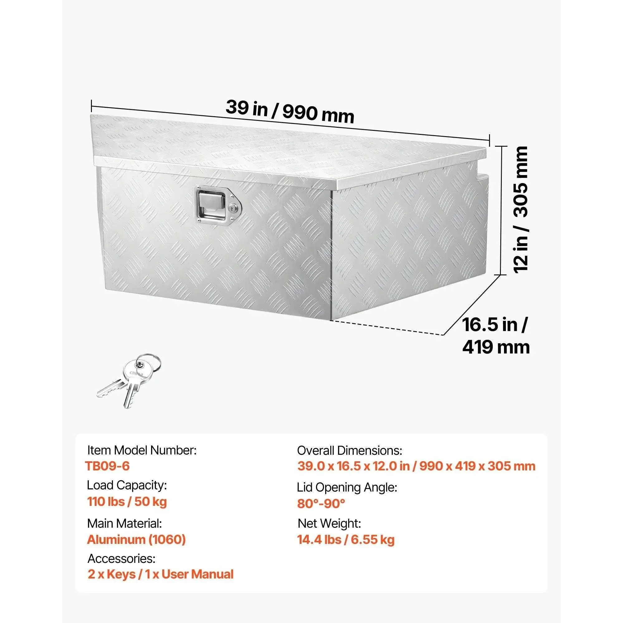 Aluminum Trailer Tongue Box with Lock for RV, Truck & Trailer Storage - Image 9