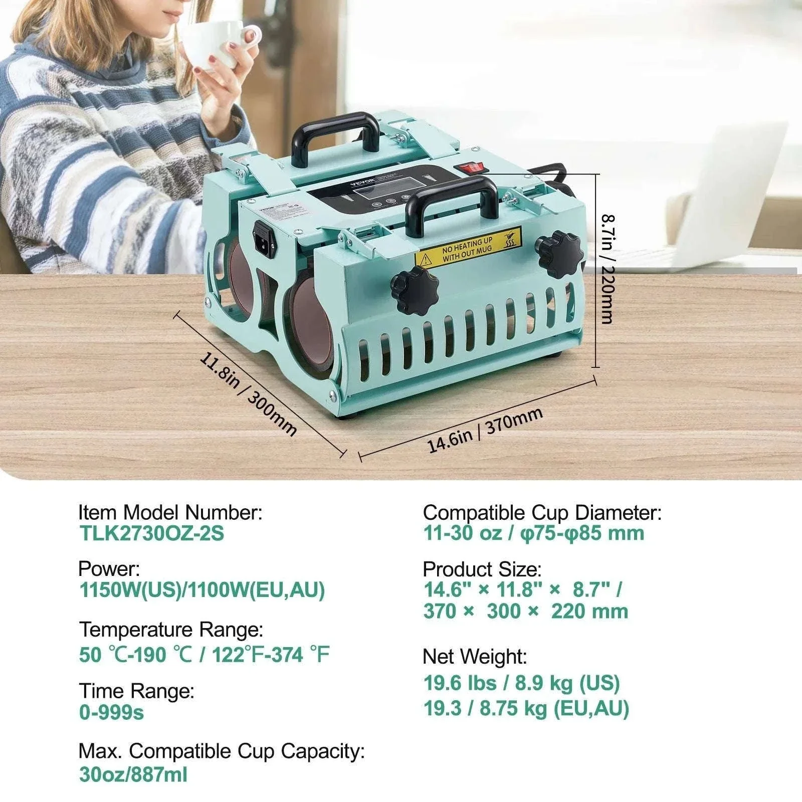 Dual Station Tumbler Heat Press for 11–30oz Mugs and Cups - Image 21