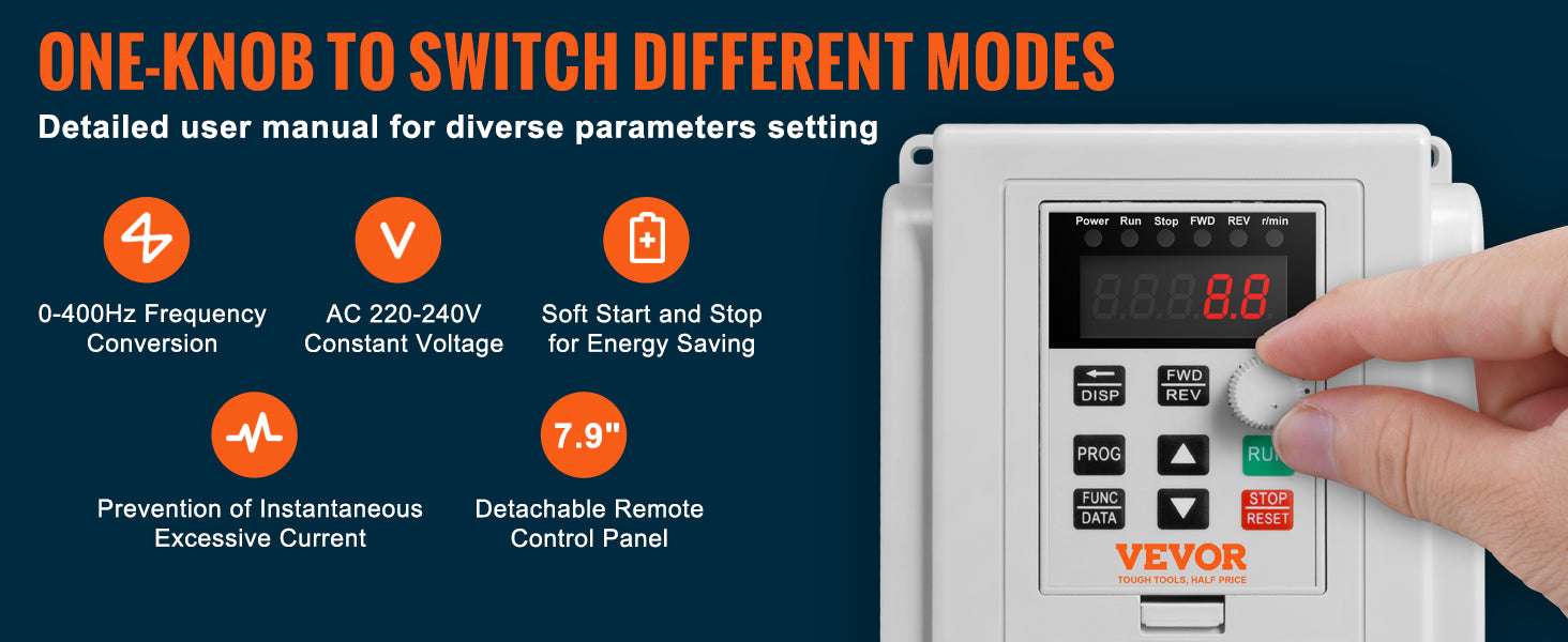 5HP 4KW Variable Frequency Drive 220V Single to 3 Phase Motor Control - Image 9